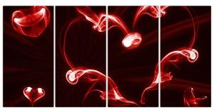Abstraktný obraz - červené srdce (Obraz 160x80cm)