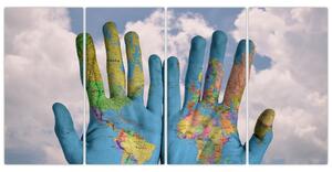 Obraz - mapa sveta na dlani (Obraz 160x80cm)