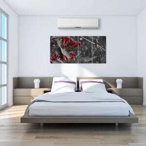 Červené kvety - moderné obrazy (Obraz 160x80cm)