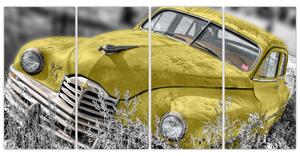 Obraz žltého autá na lúke (Obraz 160x80cm)