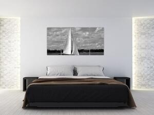 Obraz čiernobiele plachetnica (Obraz 160x80cm)