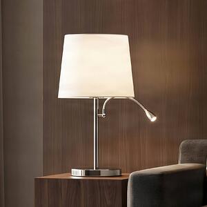 Lindby Stolná lampa Benjiro, biela, textilná, na čítanie, 52 cm, Chrómová / strieborná, Obývacia izba / jedáleň, Textil / látka / hodváb, Moderný, Stojacie svietidlo