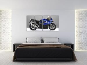 Obraz modrého motocykla (Obraz 160x80cm)