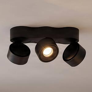 Arcchio stropné LED svetlo Rotari, šošovky, 3-pl., čierne, Čierna, Obývacia izba / jedáleň, Hliník, Moderný, Stropné svetlo