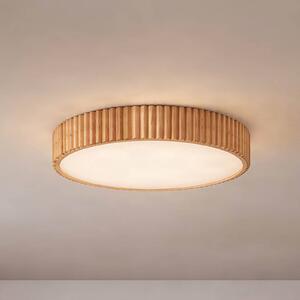 Lindby stropné LED svetlo Velua, biele/svetlé drevo, Ø 50 cm, Svetlé drevo, Obývacia izba / jedáleň, Drevo, Moderný