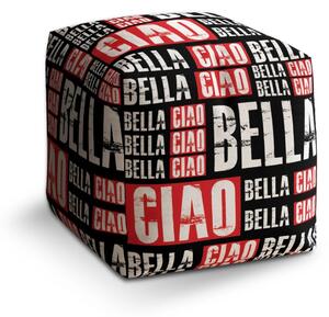 Sablio Taburet Cube La Casa de Papel Professor or Bella Ciao motív 2 - 40x40x40 cm