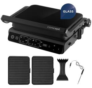 Concept GE3600 kontaktný gril s teplotnou sondou Glass