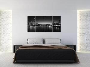 Čiernobiely obraz mesta (Obraz 160x80cm)