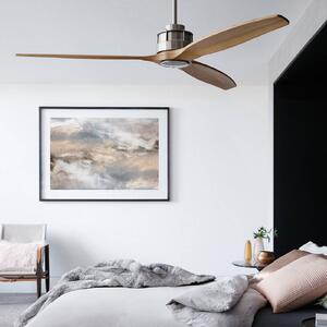 Stropný ventilátor Beacon Airfusion Akmani, tichý, teak/chróm, Svetlé drevo, Obývacia izba / jedáleň, Drevo, Moderný