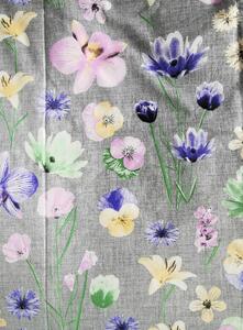 Obliečky bavlnené Poľné kvety sivé TiaHome - 1x Vankúš 90x70cm, 1x Paplón 140x200cm