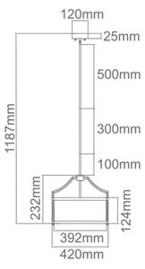 Open Design OR80889 - Luster na tyči STANZA 3xE27/15W/230V pr. 42 cm mosadz/biela