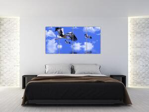 Obraz letiacich bocianov (Obraz 160x80cm)