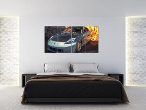 Obraz horiaceho auta (Obraz 160x80cm)
