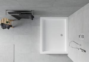 Mexen Rio, obdĺžniková sprchová vanička 100x80x14 cm + chrómový sifón, biela, 45108010
