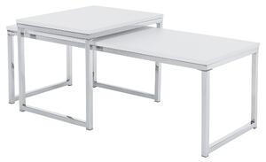 KONDELA Konferenčné stolíky, set 2 ks, biela matná/chróm, MAGNO TYP 2