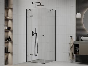 Mexen Roma, sprchovací kút 70 (dvere) x 70 (stena) cm, 6mm číre sklo, čierny profil, 854-070-070-70-00