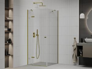 Mexen Roma, sprchovací kút 70 (dvere) x 70 (stena) cm, 6mm číre sklo, zlatý profil, 854-070-070-50-00