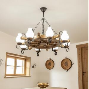 Brilagi - Luster na reťazi TIMONA 8xE14/40W/230V priemer 70 cm buk/orech