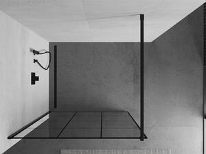 Mexen Kioto sprchová zástena 100x200 cm 8 mm, čierny profil, sklo čierny vzor 1, 800-100-101-60-77