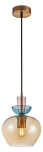 ITALUX PND-31882-1-GD-AMB -Závesný luster na lanku FANDA 1xE27/40W/230V zlatá/dýmovo béžová