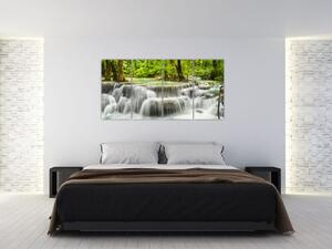 Obraz lesných vodopádov (Obraz 160x80cm)