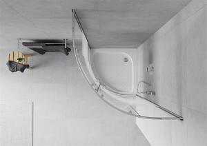 Mexen Rio sprchovací kút 90 x 90 cm, pásy s chrómovým profilom + biela sprchová vanička Rio, 863-090-090-01-20-4710