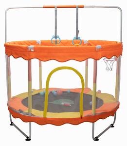 Inlea Detská trampolína JumpPlay 122 cm (48 inch) s ochrannou sieťou a príslušenstvom – oranžová