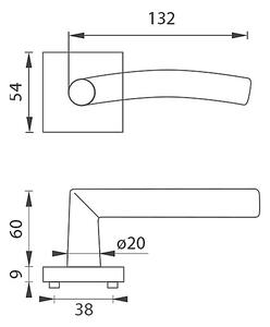 Dverové kovanie MP Swing - HR (BN - Brúsená nerez), kľučka-kľučka, Otvor pre obyčajný kľúč BB, MP BN (brúsená nerez)
