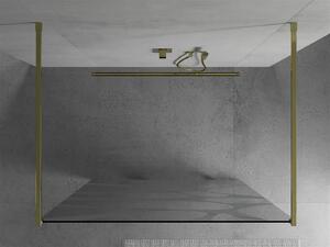 Mexen Kioto, priechodná sprchová zástena 110 x 200 cm, 8mm sklo číre/biely vzor, 2x zlatá stabilizačná rozpera, 800-110-002-50-97