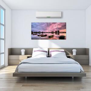 Loďky na jazere, obraz (Obraz 160x80cm)