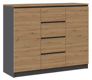 Komoda 2D4S 120 BA antracit + dub artisan