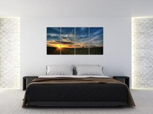 Západ slnka na poli - moderný obraz (Obraz 160x80cm)