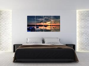 Západ slnka v prístave - obraz na stenu (Obraz 160x80cm)