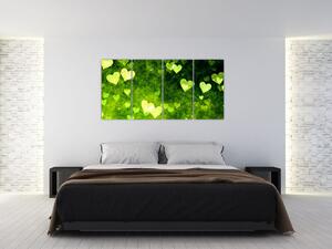 Zelená srdiečka - obraz do bytu (Obraz 160x80cm)