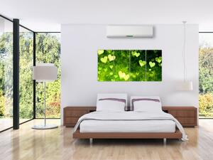 Zelená srdiečka - obraz do bytu (Obraz 160x80cm)
