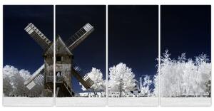 Veterný mlyn v zimnej krajine - obraz (Obraz 160x80cm)