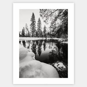 Plagát s fotografiou zimného jazierka