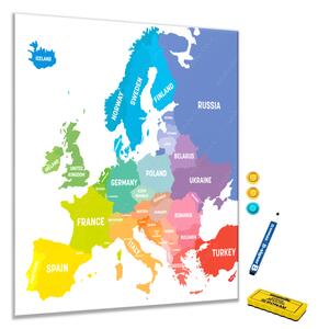 Metalová magnetická tabuľa - barevná mapa světa - A-82821382-6040