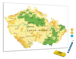 Metalová magnetická tabuľa - mapa reliéfu České republiky - A-208890408