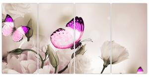 Motýľ na kvetine - obraz (Obraz 160x80cm)