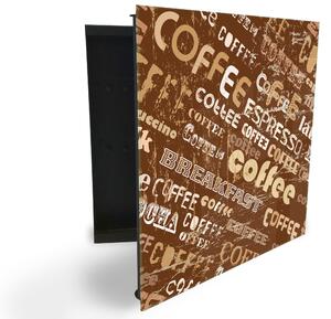 Glasdekor skrinka na kľúče - tmavá ilustrácia Coffee - Ľavé / Čierna