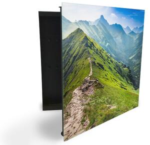 Glasdekor skrinka na kľúče - chodník v horách - Ľavé / Čierna