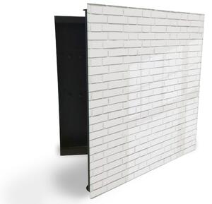 Glasdekor skrinka na kľúče - biely tehlový múr - Pravé / Čierna