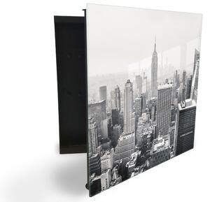 Glasdekor skrinka na kľúče - New York City - Ľavé / Čierna