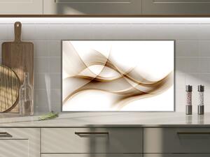 Sklo do kuchyne abstrakt hnedo béžová vlna - 52 x 60 cm