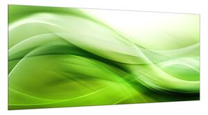 Sklo do kuchyne abstraktná sýto zelená vlna - 34 x 72 cm