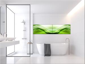Sklo do kuchyne abstraktná sýto zelená vlna - 34 x 72 cm