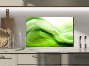 Sklo do kuchyne abstraktná sýto zelená vlna - 30 x 40 cm
