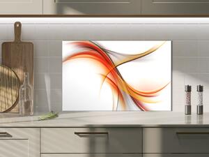 Sklo do kuchyne oranžovo šedá abstraktná vlna - 30 x 60 cm