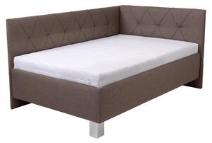 Rohová posteľ s matracom AFRODITE hnedá, 120x200 cm